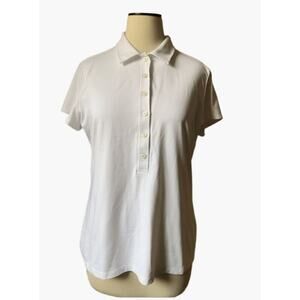 J. McLaughlin Polo Style Top Women's Size Large Off White Catalina Cloth Top Exc